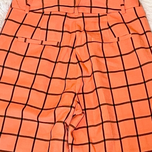 ASOS Design orange ultimate fluro check slim cigarette ankle length pants Sz 4 - Picture 7 of 8